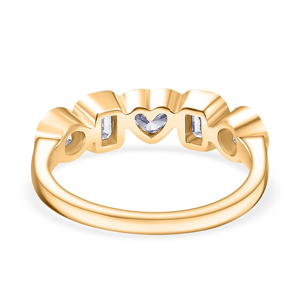 Luxuriant Lab Grown Diamond 5 Stone Ring in 18K Vermeil Yellow Gold Plated Sterling Silver 1.27 Ct.
