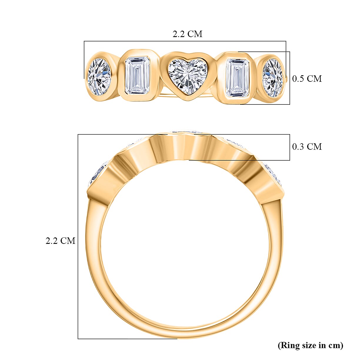 LUXURIANT 1.27 Ct. Lab Grown Diamond 5 Stone Ring in 18K Vermeil Yellow Gold Sterling Silver 8287491 6