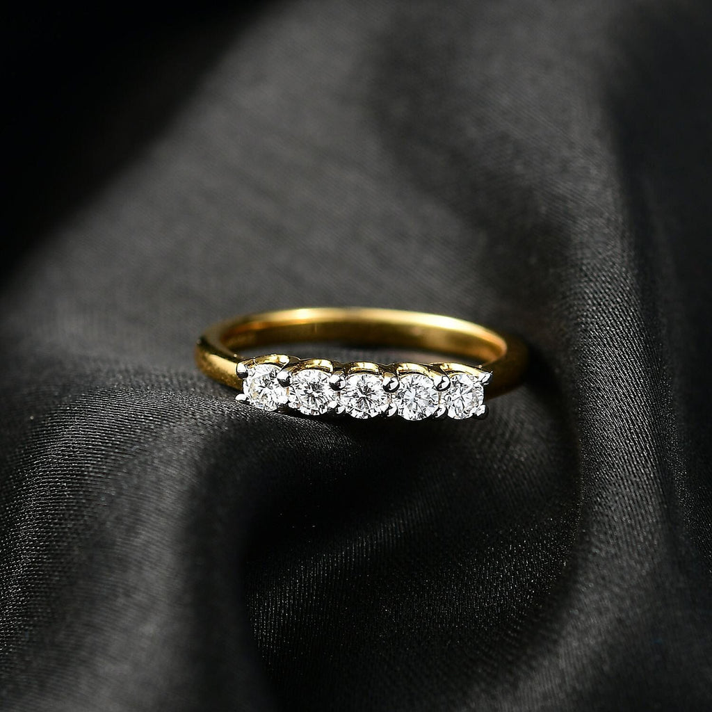 Luxuriant Lab Grown Diamond 5 Stone Ring in 18K YG VermeilSterling Silver  0.380  Ct.