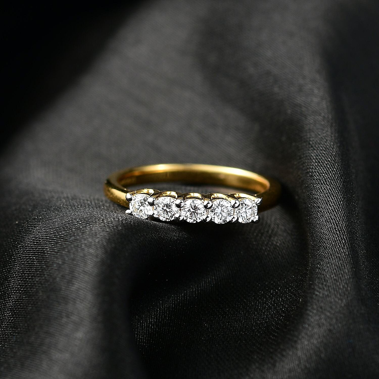 LUXURIANT Lab Grown Diamond 5 Stone Ring in 18K Vermeil Yellow Gold Plated Sterling Silver  0.38 Ct. 8310209 2