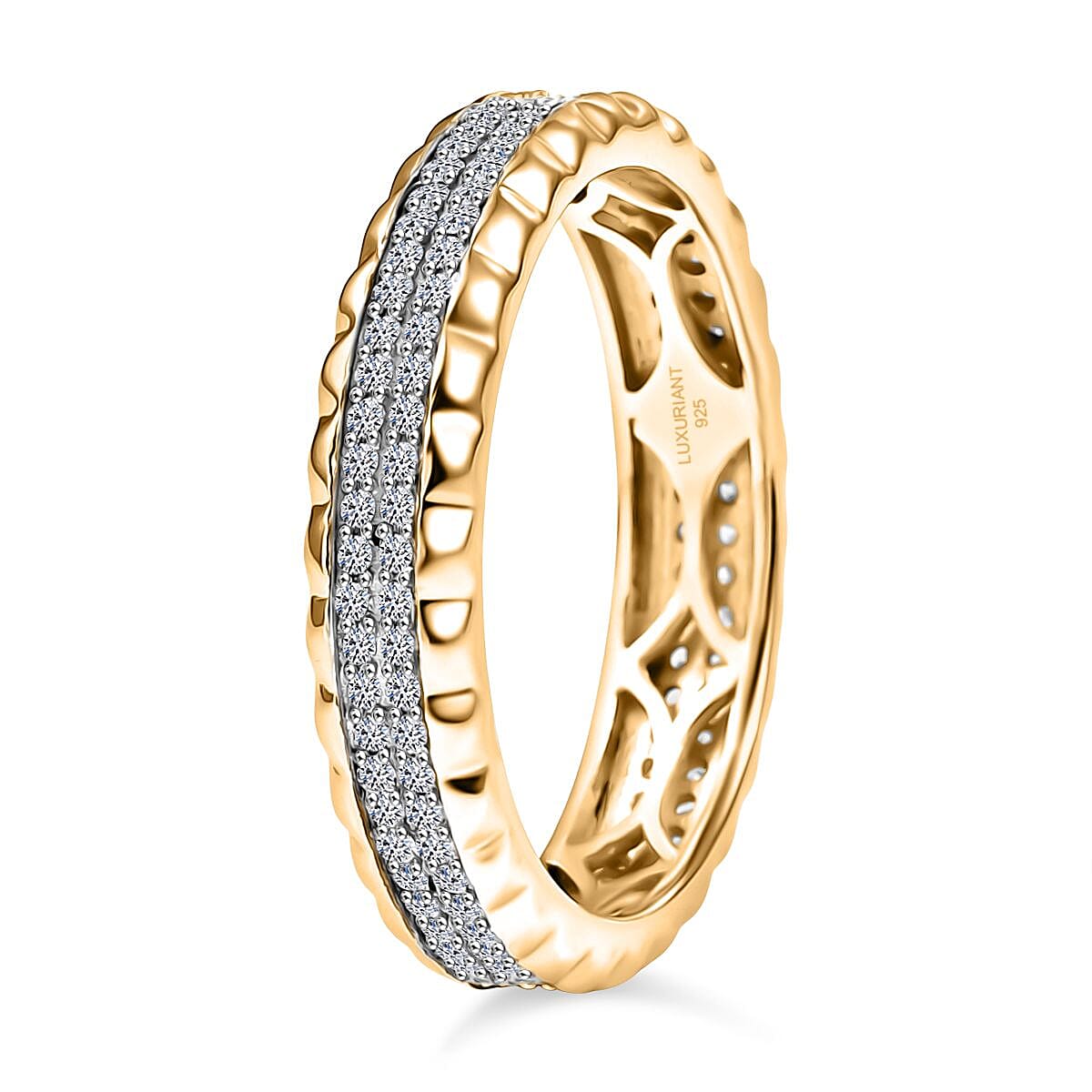 LUXURIANT Lab Grown Diamond Full Eternity Band Ring in 18K Vermeil Yellow Gold Plated Sterling Silver 0.5  Ct. 8285323 4