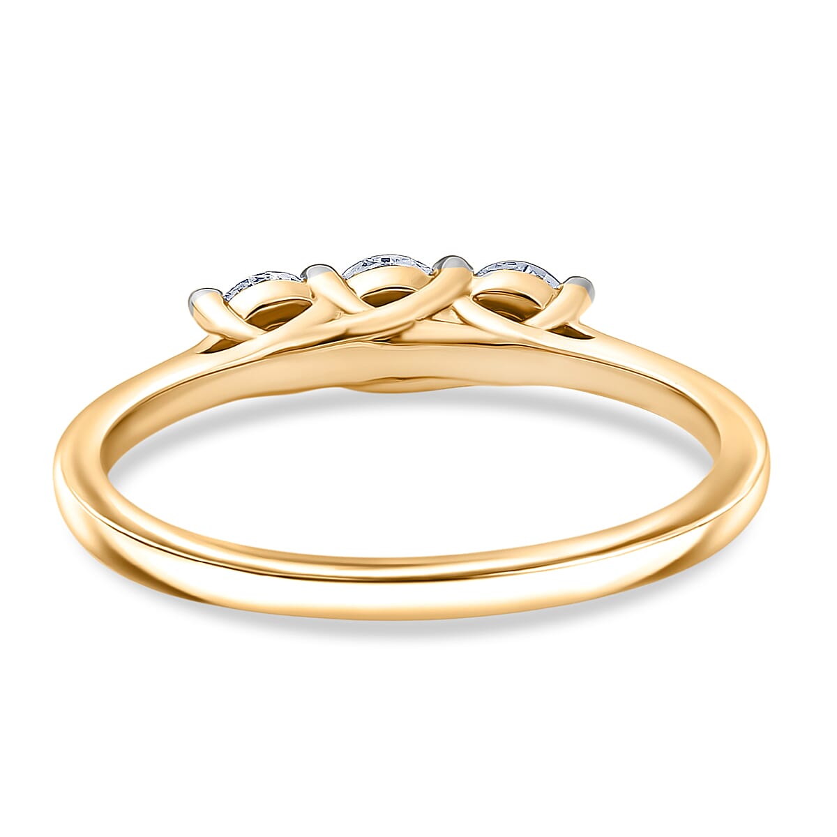 LUXURIANT 0.57 Ct. Lab Grown Diamond Trilogy Ring in 18K Vermil Yellow Gold Over Sterling Silver 8291681 5
