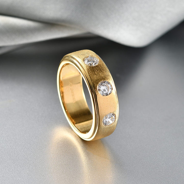 LUXURIANT 1 Ct. Lab Grown Diamond 3-Stone Band Ring in 18K Vermeil Yellow Gold Plated Sterling Silver (SI-GH) 8381267 2