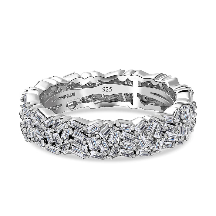 LUXURIANT 1 Ct. Lab Grown Diamond Firecracker Ring in Rhodium Overlay Sterling Silver (SI-GH) 8228691 1
