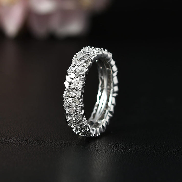 LUXURIANT 1 Ct. Lab Grown Diamond Firecracker Ring in Rhodium Overlay Sterling Silver (SI-GH) 8228691 2