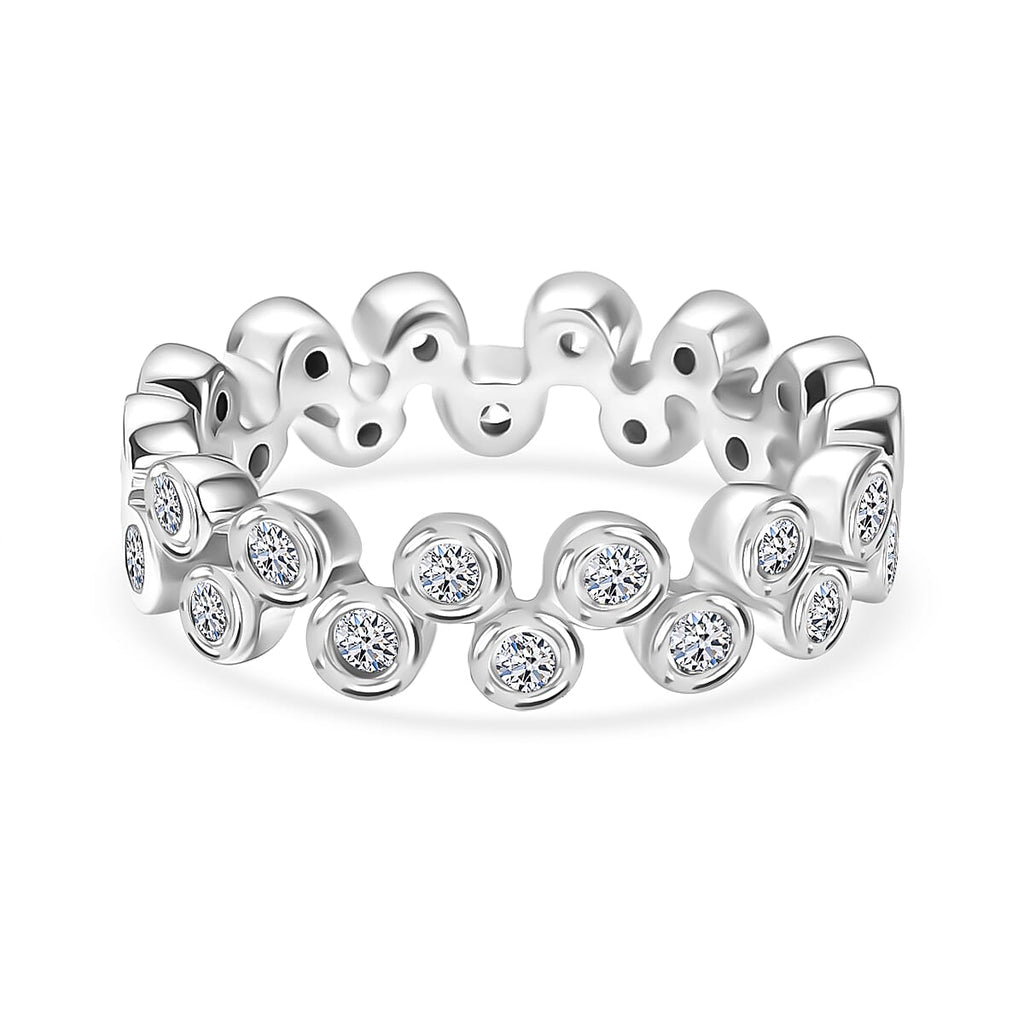 Luxuriant Lab Grown Diamond (VS G-H) Bubble Ring in Rhodium Overlay Sterling Silver 1.00 Ct.