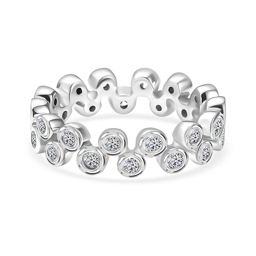 Luxuriant Lab Grown Diamond (VS G-H) Bubble Ring in Rhodium Overlay Sterling Silver 1.00 Ct.
