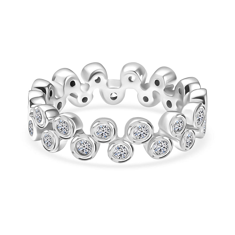 Luxuriant Lab Grown Diamond (VS G-H) Bubble Ring in Rhodium Overlay Sterling Silver 1.00 Ct.