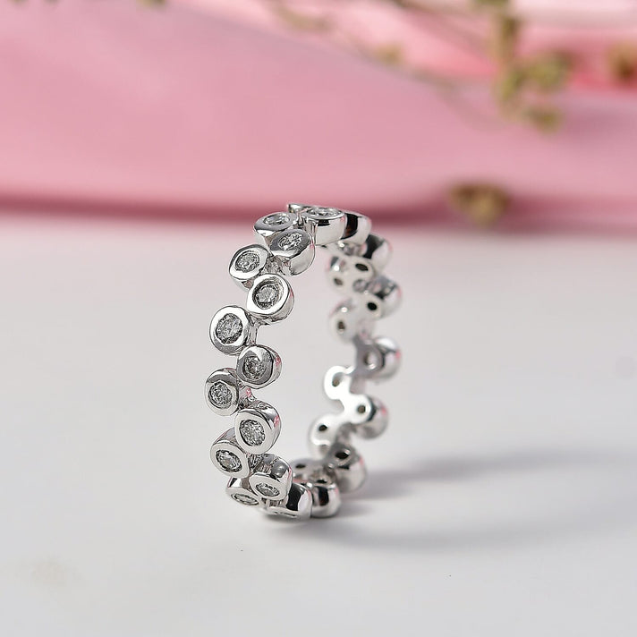 LUXURIANT 1 Ct. Lab Grown Diamond Band Ring in Rhodium Overlay Sterling Silver 8258333 2