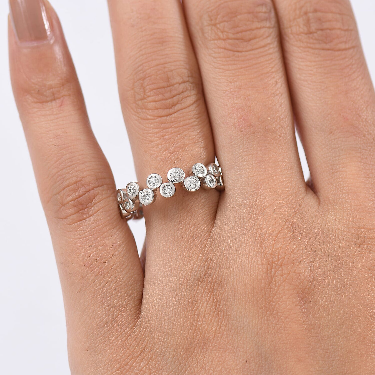 LUXURIANT 1 Ct. Lab Grown Diamond SI G-H Bubble Ring in Rhodium Overlay Sterling Silver 8258333 3