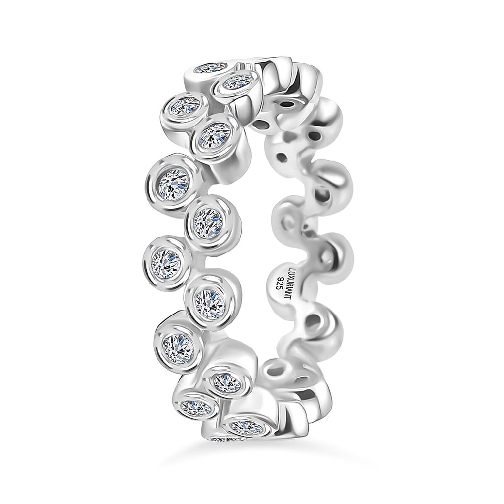 Luxuriant Lab Grown Diamond (VS G-H) Bubble Ring in Rhodium Overlay Sterling Silver 1.00 Ct.