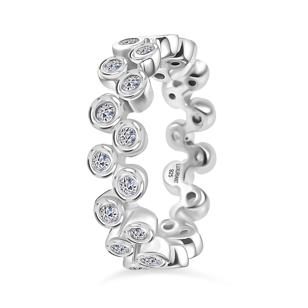 LUXURIANT 1 Ct. Lab Grown Diamond SI G-H Bubble Ring in Rhodium Overlay Sterling Silver 8258333 4