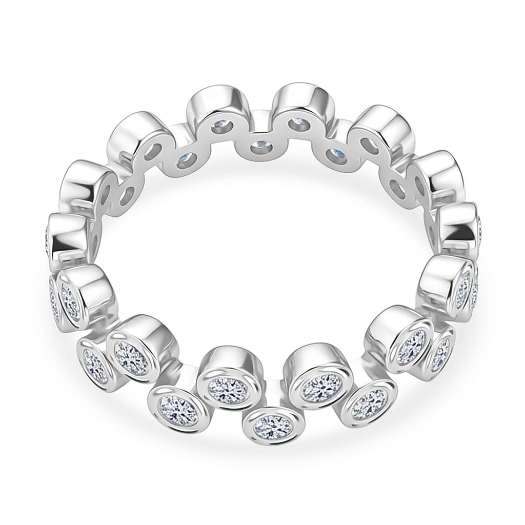 Luxuriant Lab Grown Diamond (VS G-H) Bubble Ring in Rhodium Overlay Sterling Silver 1.00 Ct.