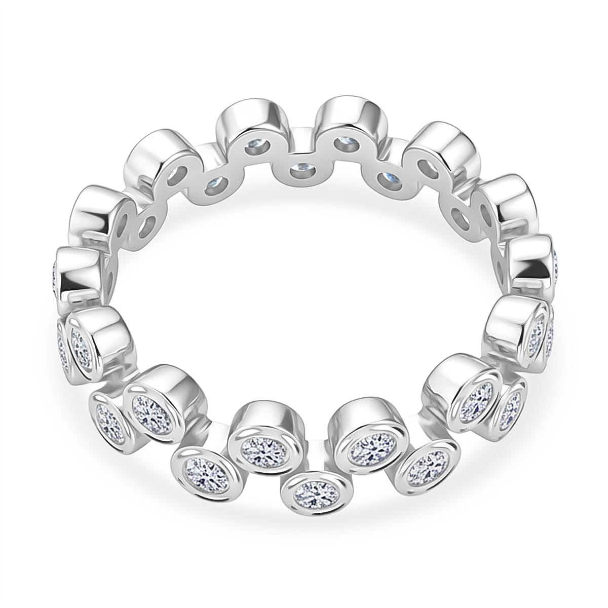 LUXURIANT 1 Ct. Lab Grown Diamond SI G-H Bubble Ring in Rhodium Overlay Sterling Silver 8258333 5