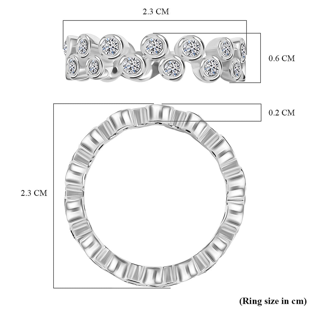 Luxuriant Lab Grown Diamond (VS G-H) Bubble Ring in Rhodium Overlay Sterling Silver 1.00 Ct.