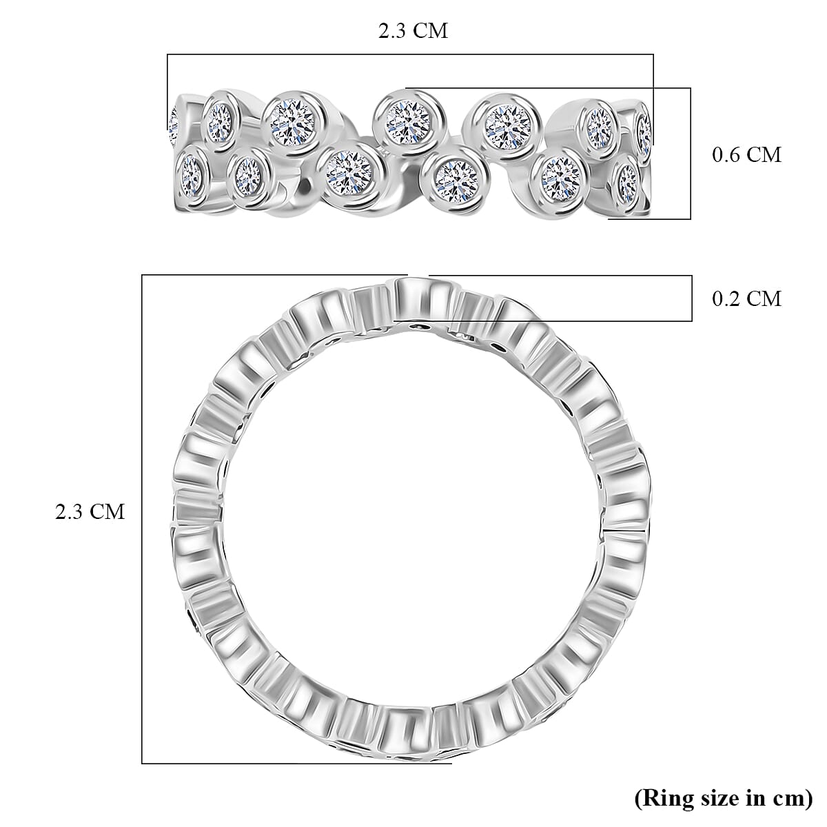 LUXURIANT 1 Ct. Lab Grown Diamond SI G-H Bubble Ring in Rhodium Overlay Sterling Silver 8258333 6
