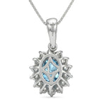 Ratanakiri Blue Zircon (Oval 2.00 Cts) and Lab Grown Diamond (0.43 Cts) Pendant with Chain (Size - 20) in Rhodium Overlay Sterling Silver 2.43 Ct.