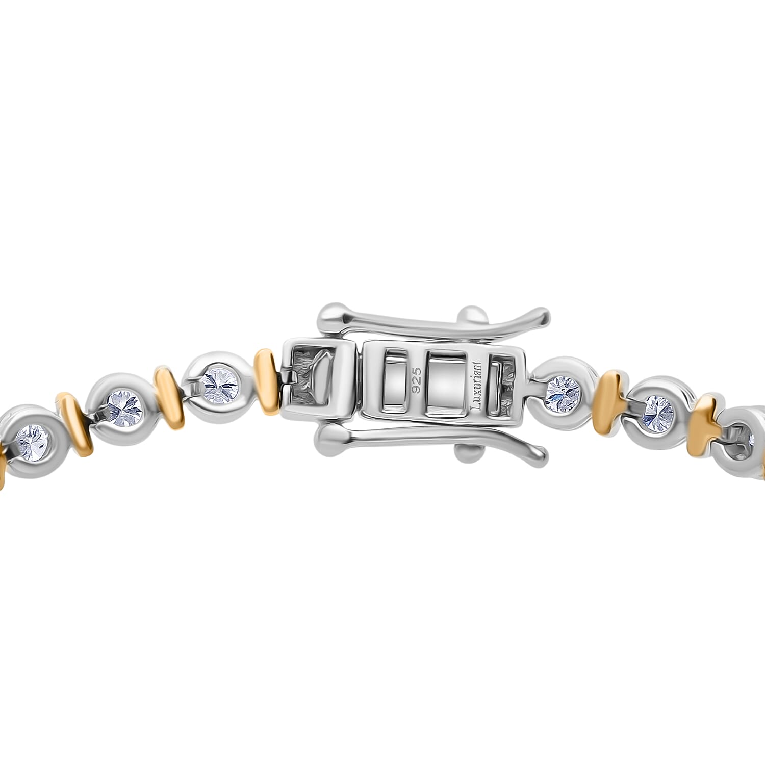 LUXURIANT 2 Ct. Lab Grown Diamond Bracelet (Size - 7.5) in Rhodium and 18K Vermeil Yellow Gold Over Sterling Silver (SI-GH) 8279580 2