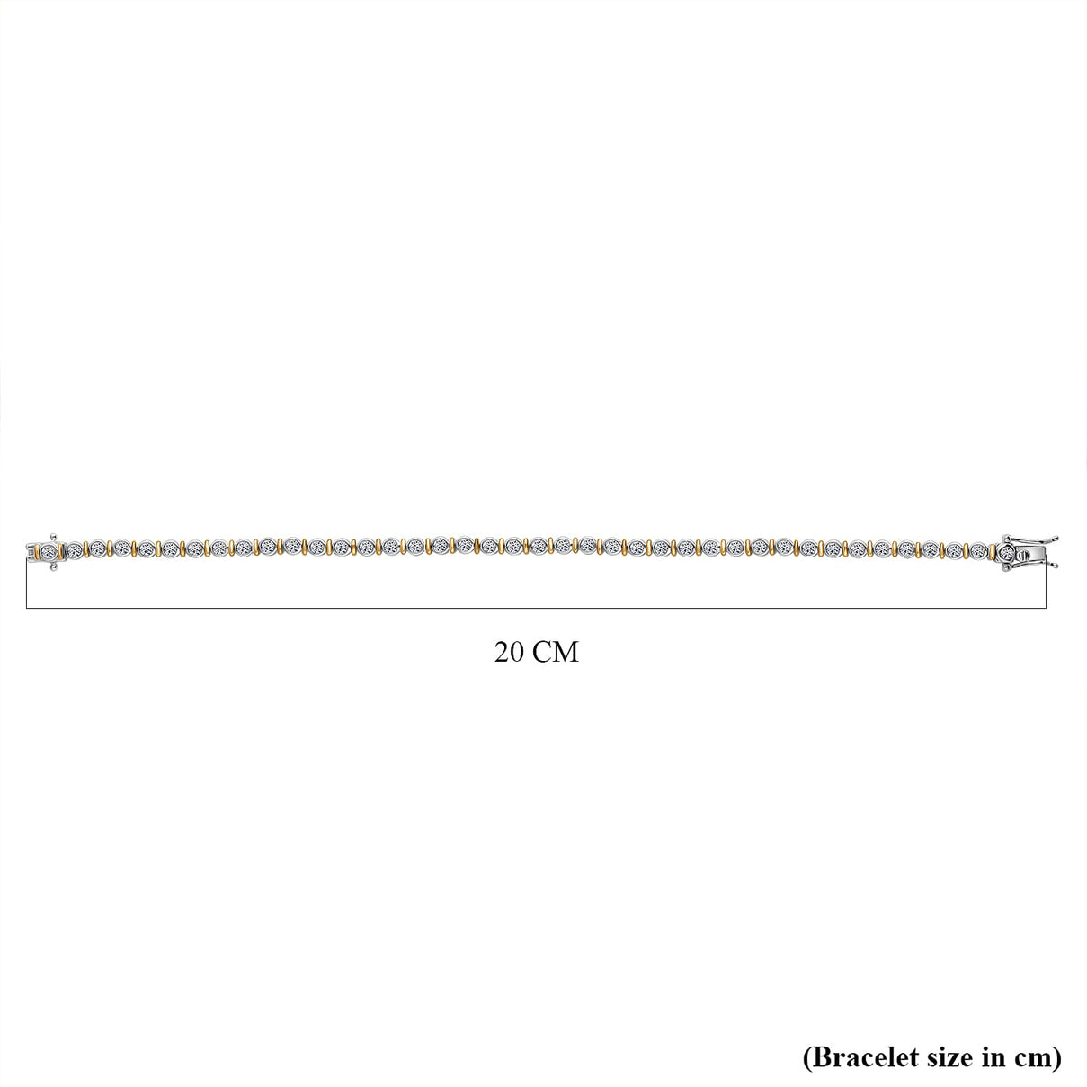 LUXURIANT 2 Ct. Lab Grown Diamond Bracelet (Size - 7.5) in Rhodium and 18K Vermeil Yellow Gold Over Sterling Silver (SI-GH) 8279580 3