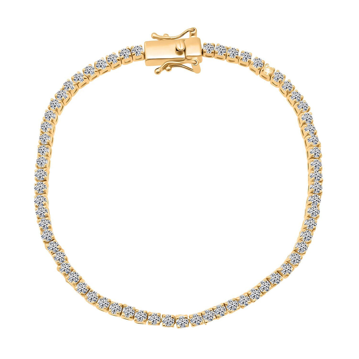 LUXURIANT 4 Ct. Lab Grown Diamond Tennis Bracelet (Size 7.5) with GB Clasp in 18K Vermeil Yellow Gold Plated Sterling Silver (SI-GH) 8272532 0