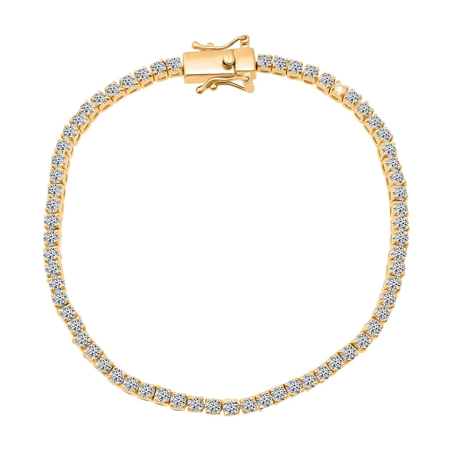 LUXURIANT 4 Ct. Lab Grown Diamond Tennis Bracelet (Size 7.5) with GB Clasp in 18K Vermeil Yellow Gold Plated Sterling Silver (SI-GH) 8272532 0