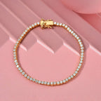 Luxuriant Lab Grown (SI-GH) Diamond Bracelet (Size 7.5) in 18K Vermeil Yellow Gold Plated Sterling Silver 4.00 Ct, Silver Wt. 8.00 Gms.