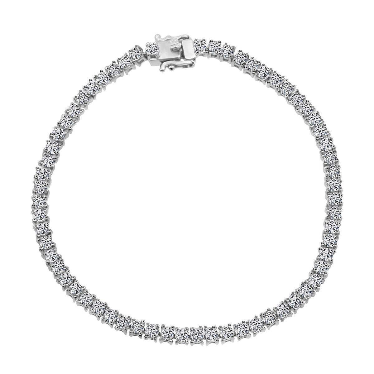 LUXURIANT 5 Ct. Lab Grown Diamond Tennis Bracelet (Size - 7.5) with Box Clasp in Rhodium Overlay Sterling Silver 8258281 0