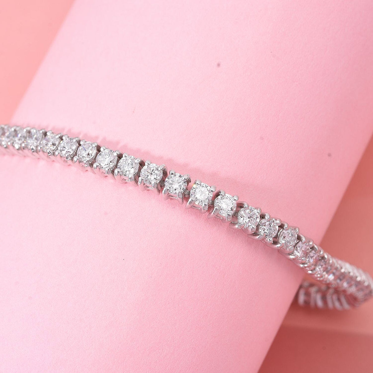 LUXURIANT 5 Ct. Lab Grown Diamond Tennis Bracelet (Size - 7.5) with Box Clasp in Rhodium Overlay Sterling Silver 8258281 2