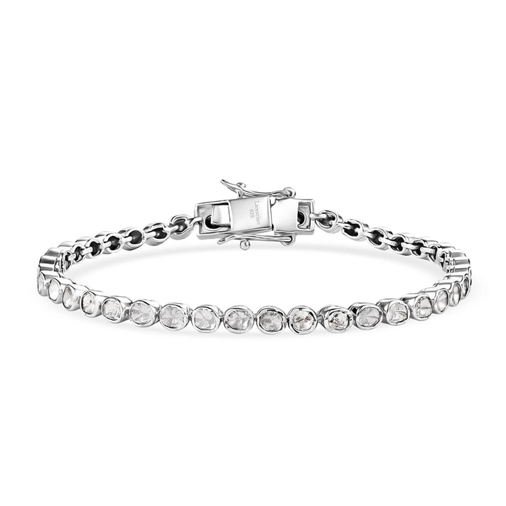 Luxuriant - Lab Grown Diamond Tennis Bracelet (Size - 7) with GB Lock Box in Rhodium Overlay Sterling Silver 2.00 Ct, Silver Wt. 10.53 Gms. 8556956 1