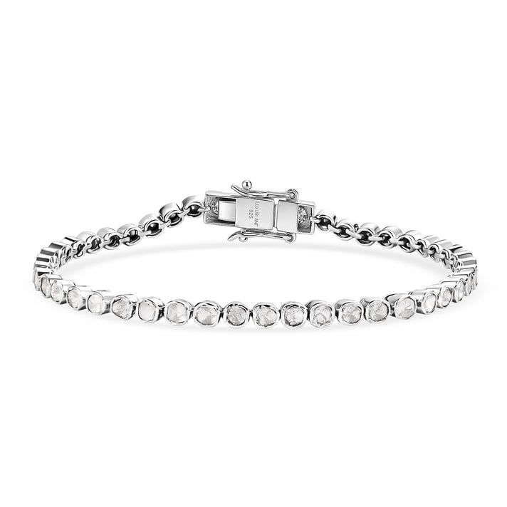 Luxuriant - Lab Grown Diamond Tennis Bracelet (Size - 8) with GB Lock Box in Rhodium Overlay Sterling Silver 2.00 Ct, Silver Wt. 11.81 Gms 8556960 1