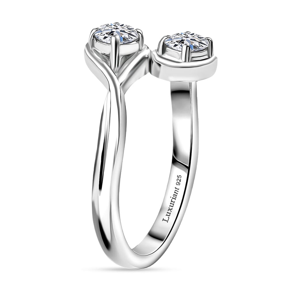 Luxuriant Lab Grown Diamond Bypass Ring in Rhodium OverlaySterling Silver  0.510  Ct.