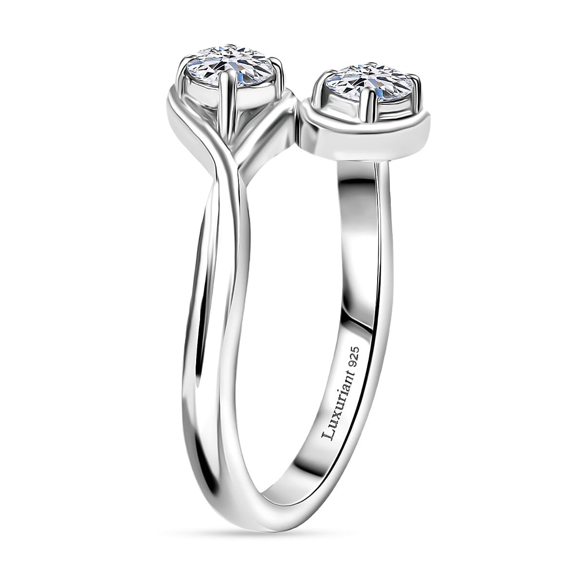 LUXURIANT 0.5 Ct. Lab Grown Diamond Bypass Ring in Rhodium Overlay Sterling Silver 8321927 3