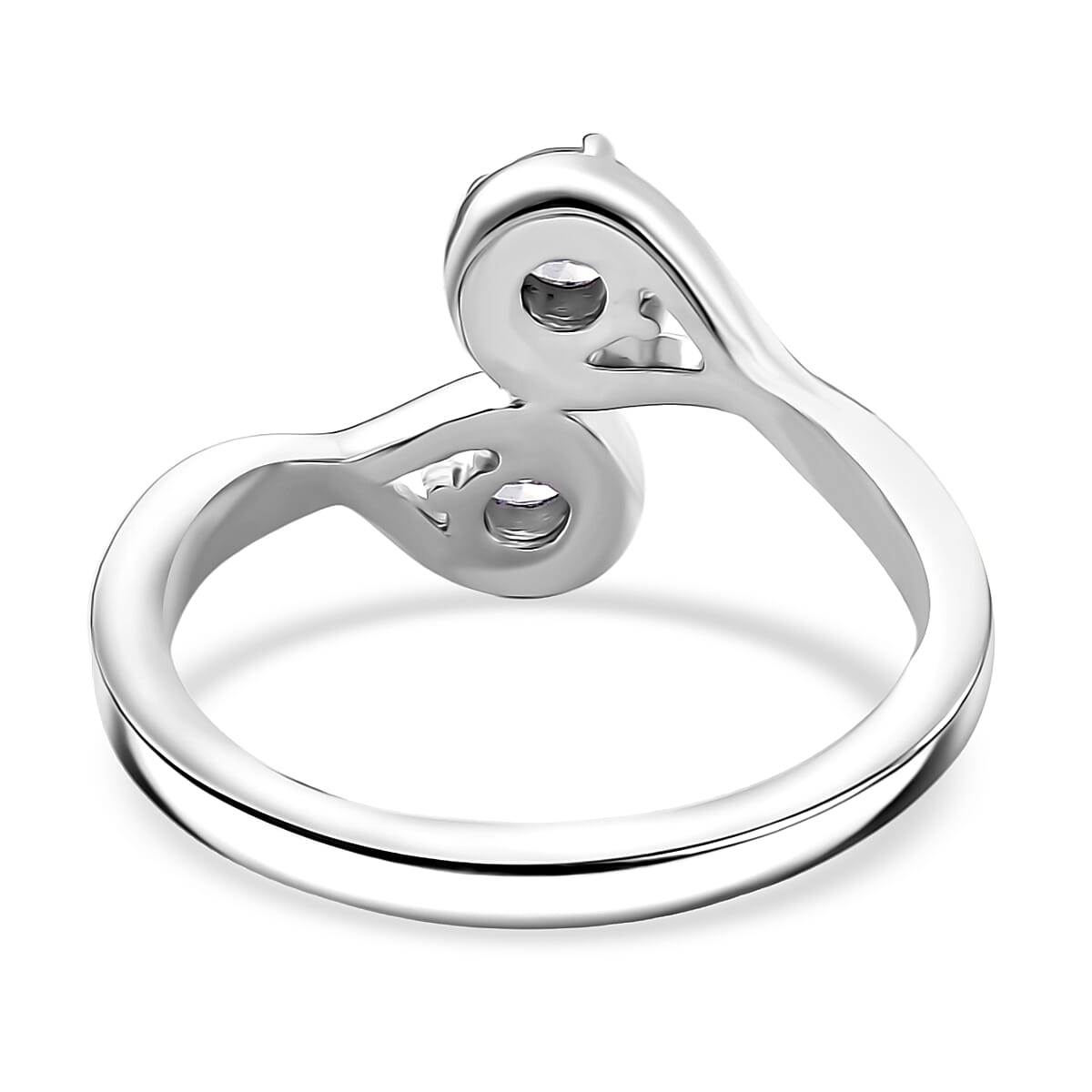 LUXURIANT 0.5 Ct. Lab Grown Diamond Bypass Ring in Rhodium Overlay Sterling Silver 8321927 4