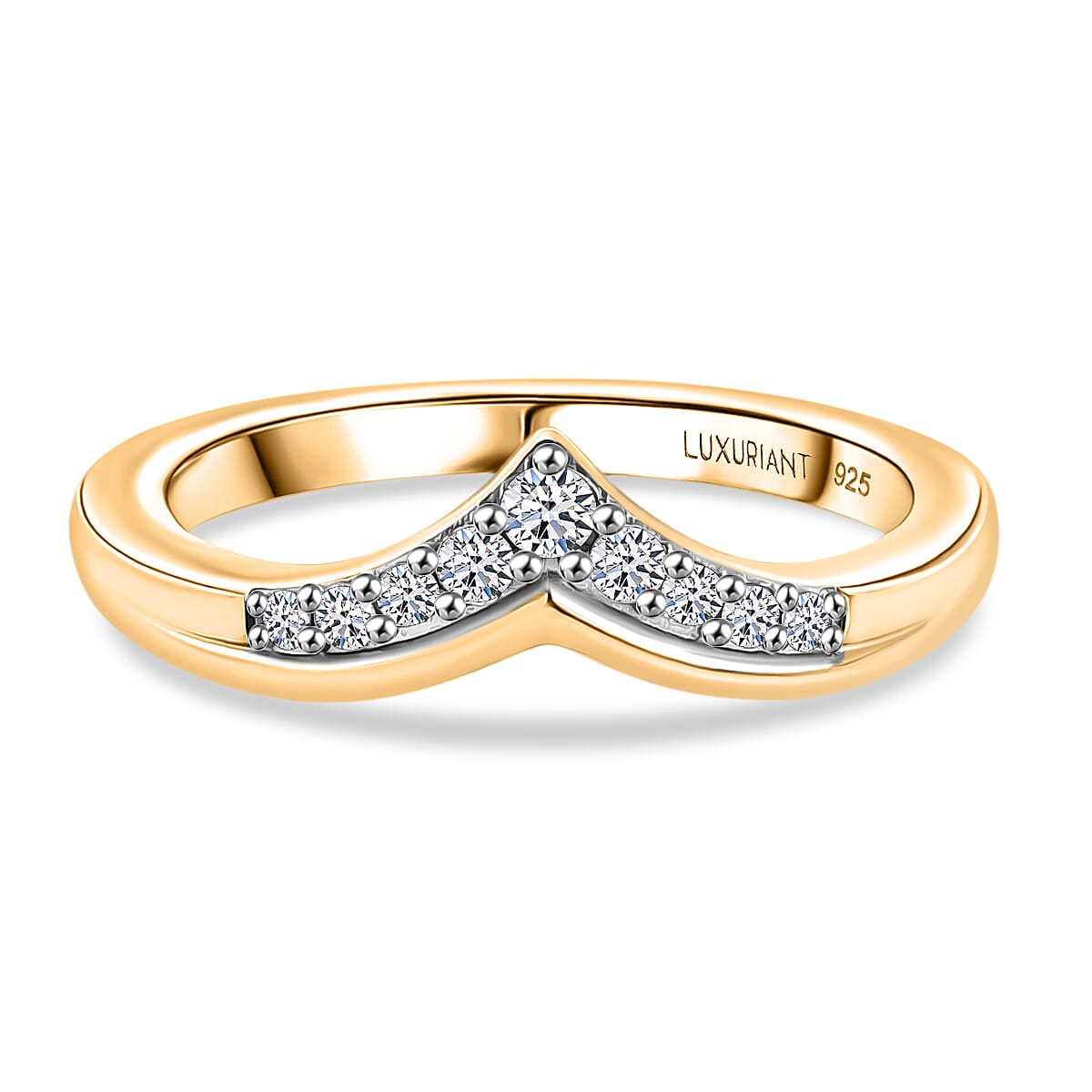 LUXURIANT Lab Grown Diamond Wishbone Ring in 18K Vermeil Yellow Gold Plated Sterling Silver 8279218 0