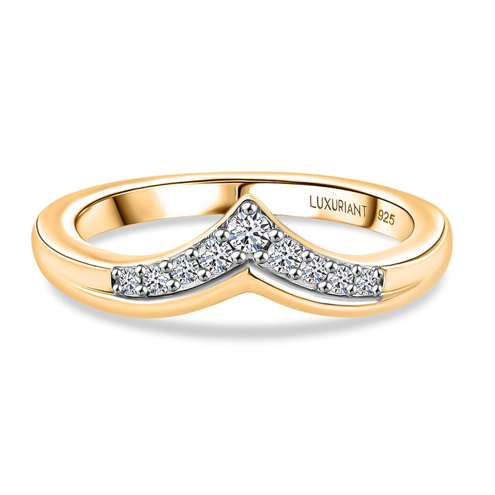 LUXURIANT Lab Grown Diamond Wishbone Ring in 18K Vermeil Yellow Gold Plated Sterling Silver 8279218 1