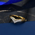 Luxuriant Lab Grown Diamond Chevron Knife Edge Ring in 18K YG VermeilSterling Silver  0.150  Ct.
