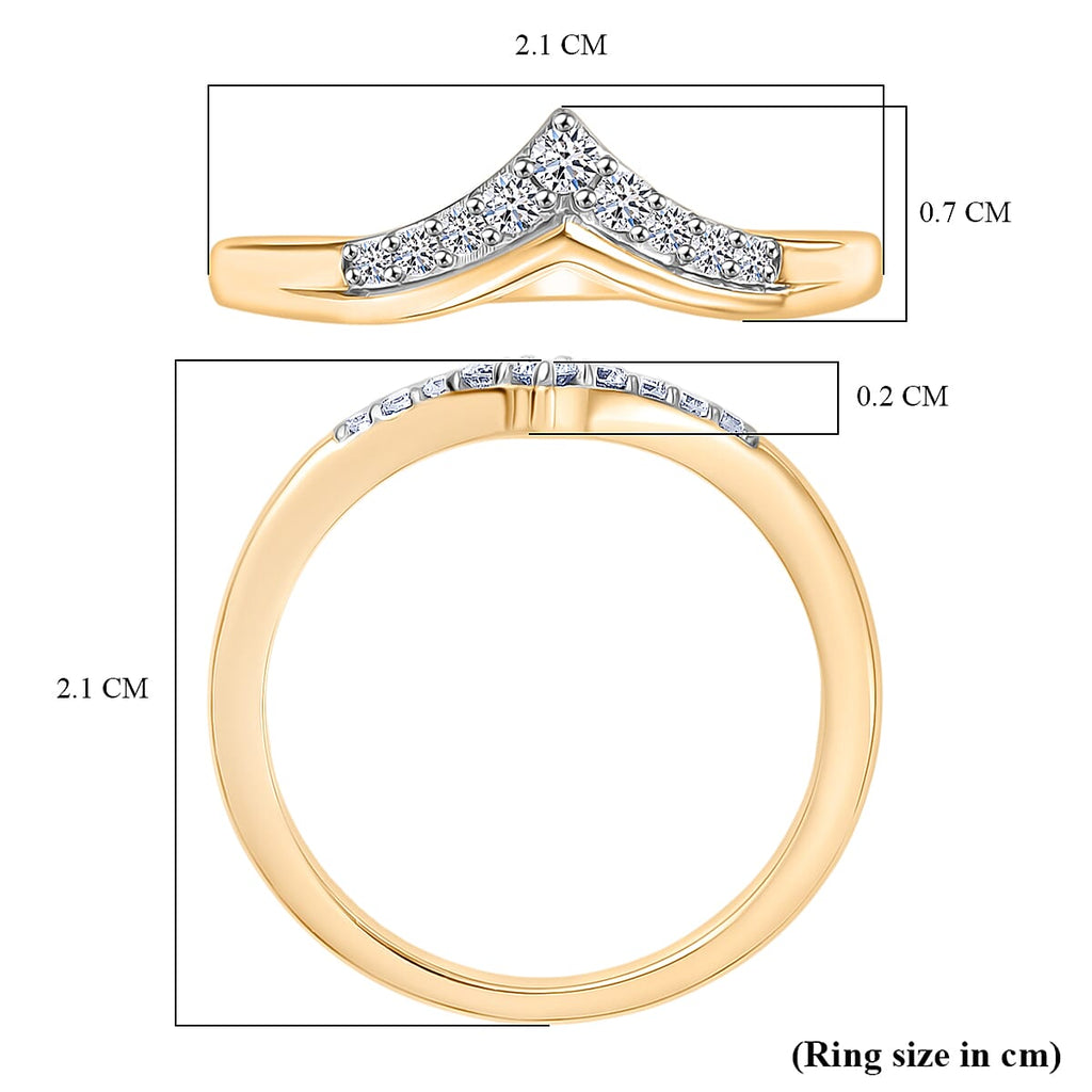 Luxuriant Lab Grown Diamond Chevron Knife Edge Ring in 18K YG VermeilSterling Silver  0.150  Ct.