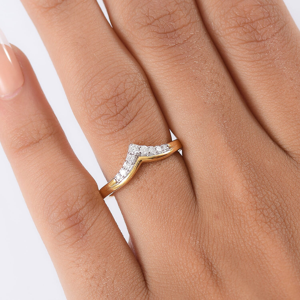 LUXURIANT Lab Grown Diamond Wishbone Ring in 18K Vermeil Yellow Gold Plated Sterling Silver V32605850 3