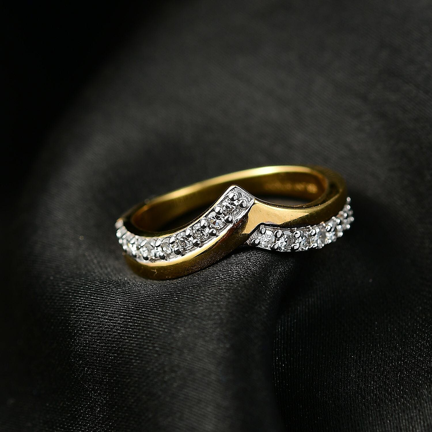 LUXURIANT Lab Grown Diamond Chevron Knife Edge Ring in 18K Vermeil Yellow Gold Plated Sterling Silver 0.39 Ct. 8310745 2