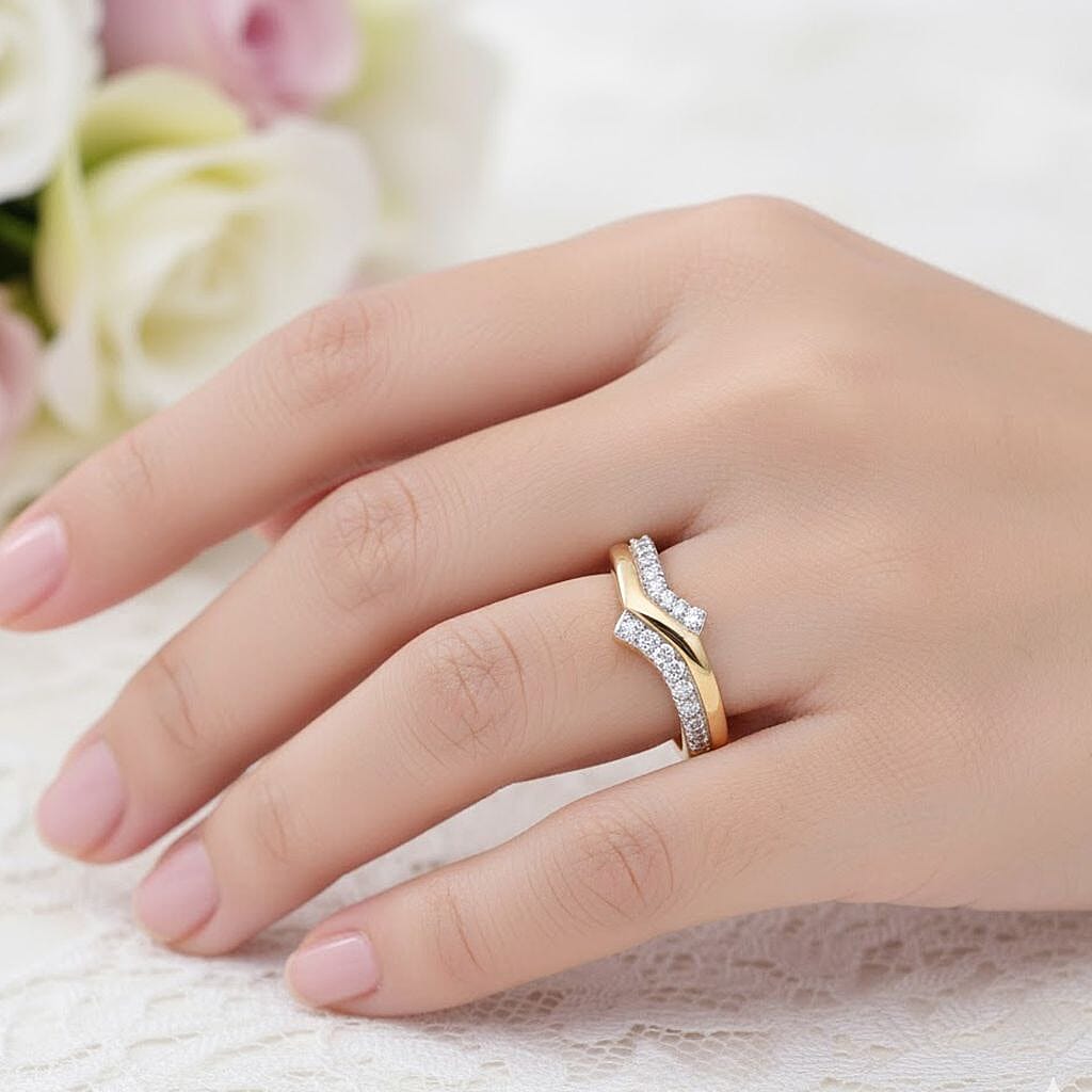 LUXURIANT Lab Grown Diamond Chevron Knife Edge Ring in 18K Vermeil Yellow Gold Plated Sterling Silver 0.39 Ct. 8310745 3