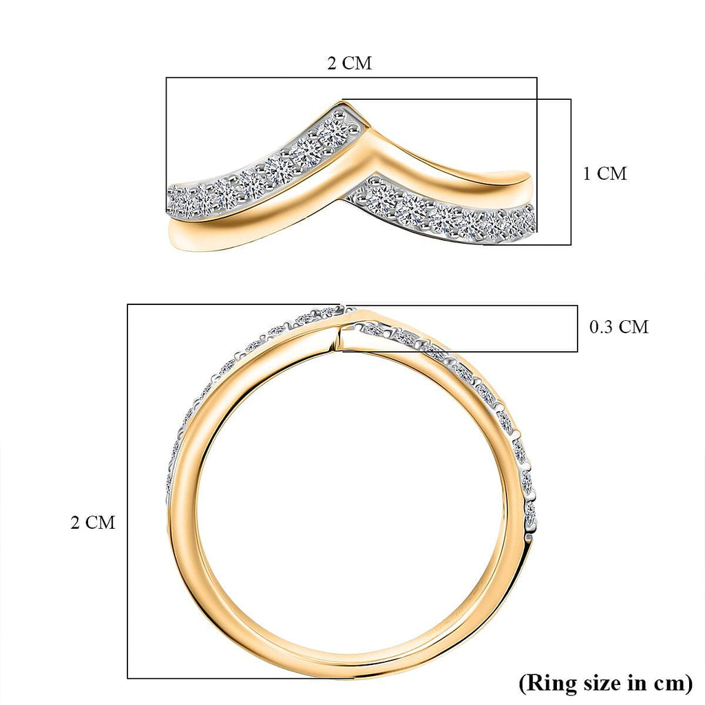Luxuriant Lab Grown Diamond Chevron Knife Edge Ring in 18K YG VermeilSterling Silver  0.399  Ct.