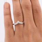 Luxuriant Lab Grown Diamond Chevron Knife Edge Ring in Rhodium OverlaySterling Silver  0.150  Ct.