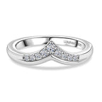 Luxuriant Lab Grown Diamond Chevron Knife Edge Ring in Rhodium OverlaySterling Silver  0.150  Ct.
