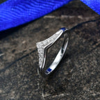 Luxuriant Lab Grown Diamond Chevron Knife Edge Ring in Rhodium OverlaySterling Silver  0.150  Ct.