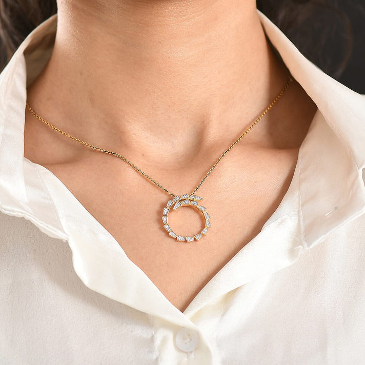 LUXURIANT Lab Grown Diamond Serpentine Circle Pendant in 18K Vermeil Yellow Gold Over Sterling Silver 0.31 Ct. 8483392 2