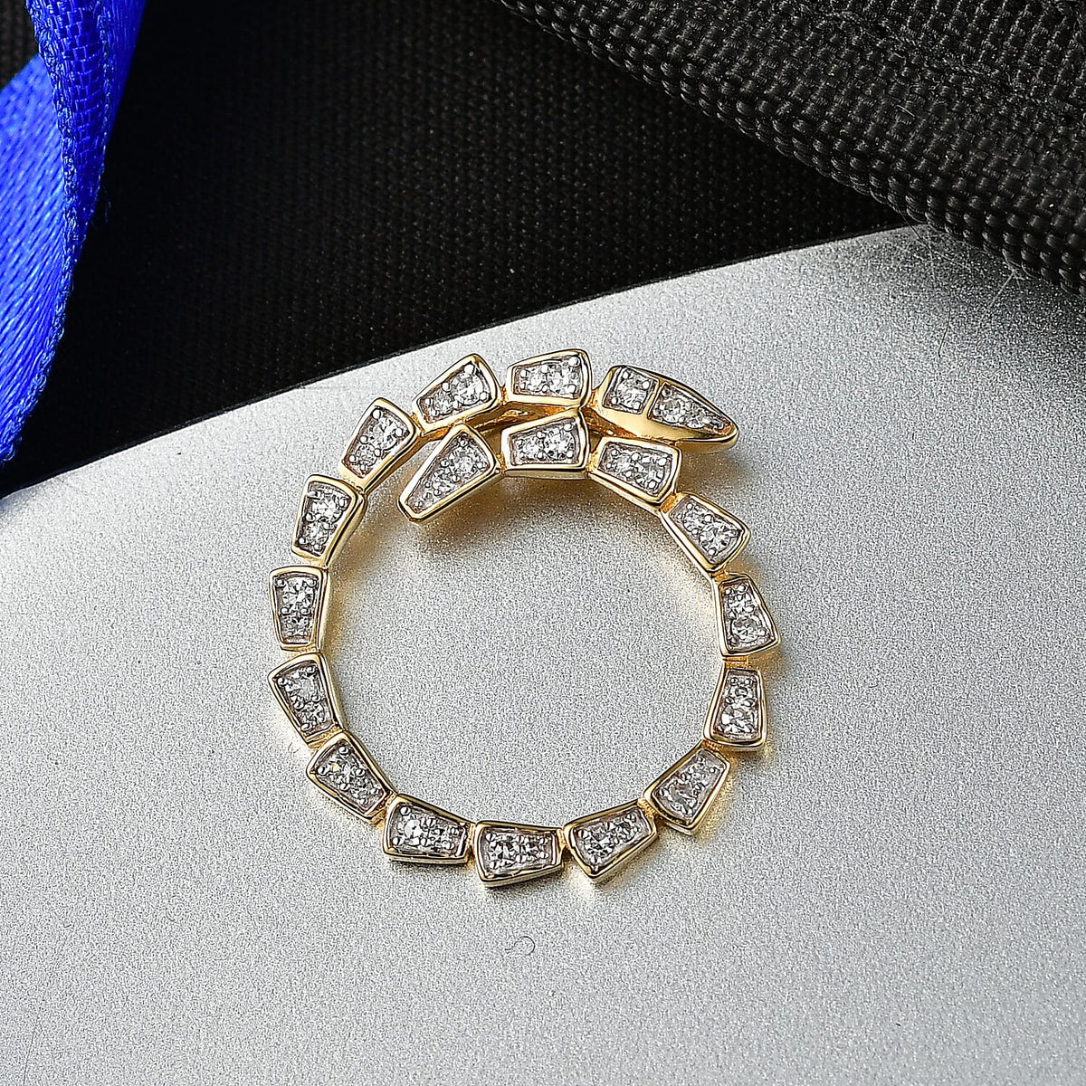 LUXURIANT Lab Grown Diamond Serpentine Circle Pendant in 18K Vermeil Yellow Gold Over Sterling Silver 0.31 Ct. 8483392 3