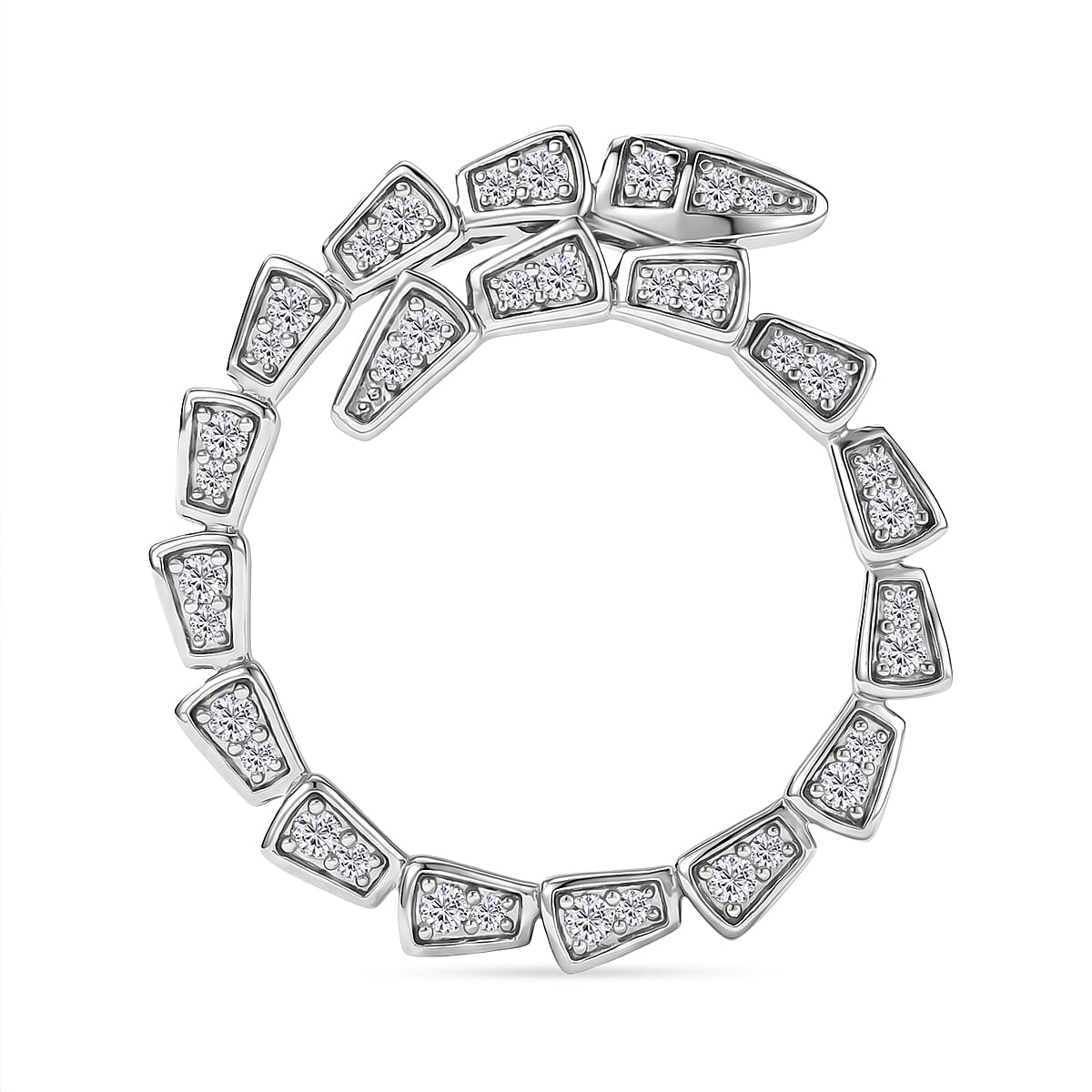 LUXURIANT Lab Grown Diamond Serpentine Circle Pendant in Rhodium Overlay Sterling Silver 0.31 Ct. 8483391 0
