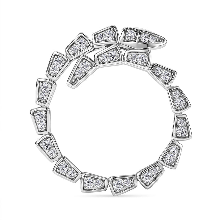 LUXURIANT Lab Grown Diamond Serpentine Circle Pendant in Rhodium Overlay Sterling Silver 0.31 Ct. 8483391 1