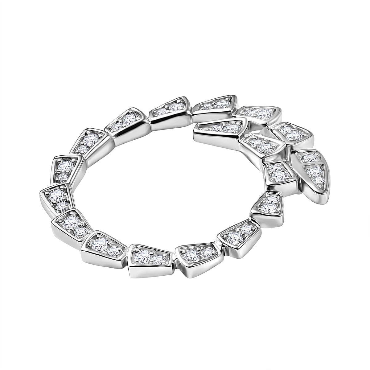LUXURIANT Lab Grown Diamond Serpentine Circle Pendant in Rhodium Overlay Sterling Silver 0.31 Ct. 8483391 4