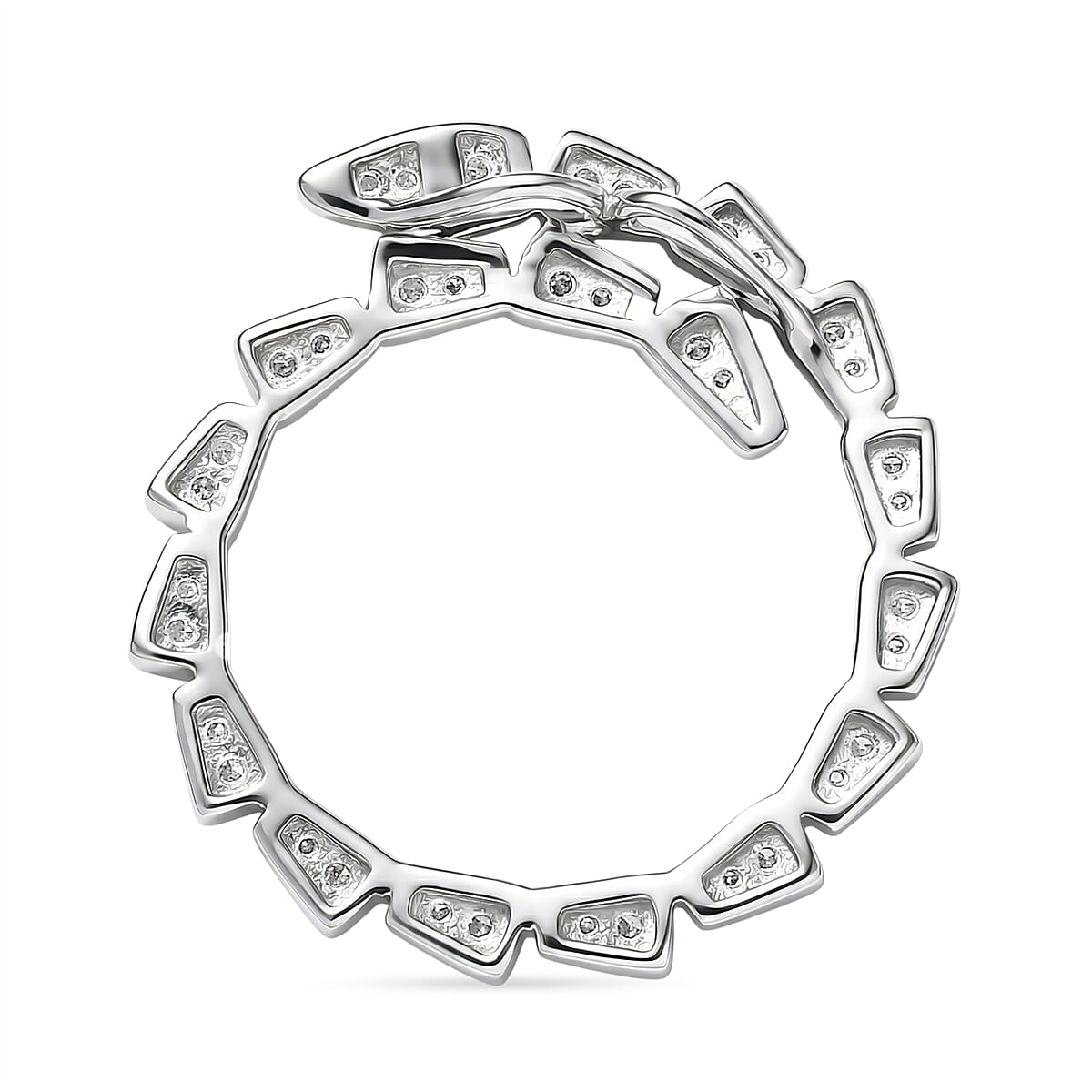 LUXURIANT Lab Grown Diamond Serpentine Circle Pendant in Rhodium Overlay Sterling Silver 0.31 Ct. 8483391 5